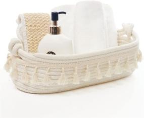 img 4 attached to 🧺 HOSROOME Small Cotton Rope Woven Basket - Organizing Decorative Storage for Bedroom, Nursery, Livingroom, Entryway - Boho Décor, White