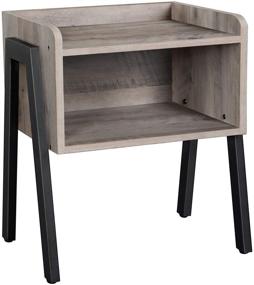 img 4 attached to 🏭 Industrial Greige and Black End Table with Storage Compartment for Small Spaces - VASAGLE ULET054M01