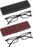 👓 lightweight reading glasses set: 2 pairs for men and women with slim cases logo