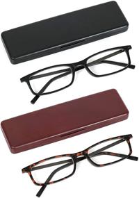 img 4 attached to 👓 Lightweight Reading Glasses Set: 2 Pairs for Men and Women with Slim Cases