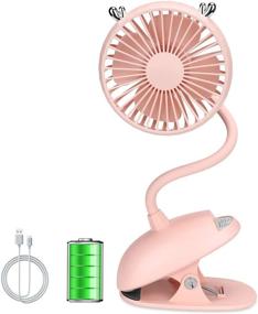 img 4 attached to 🦌 Zonsk Portable Clip-On Stroller Fan with Flexible Neck, Bendable USB Powered Fan with Rechargeable Battery, Cute Fawn Design for Car, Desktop, Home, Office, Outdoor & Indoor Use - Pink