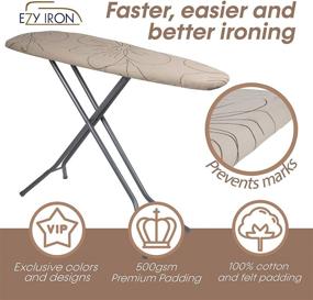 img 1 attached to 🔥 Ezy Ironing Board Cover and Pad with Thick Padding, Heat Reflective Technology - Fits Small, Standard, and Extra Wide Iron Boards - 15x54 inches - Premium Heavy Duty 15x54 Padded Covers in Beige