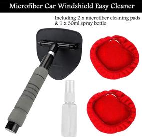 img 3 attached to Silent Shopping Microfiber Car Windshield Cleaning Tool with Detachable Handle Brush, Extendable Handle for Car Window Windshield, Includes 2 Reusable Pads and 30ml Spray Bottle