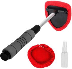 img 4 attached to Silent Shopping Microfiber Car Windshield Cleaning Tool with Detachable Handle Brush, Extendable Handle for Car Window Windshield, Includes 2 Reusable Pads and 30ml Spray Bottle