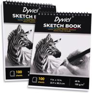 🎨 dyvicl sketch pad - 9x12 sketch book set with 100 sheets (68 lb/100gsm) - spiral bound acid free drawing paper ideal for graphite pencil, colored pencil, charcoal, and soft pastel logo