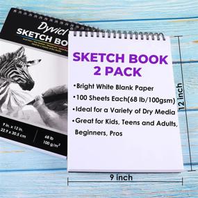 img 3 attached to 🎨 Dyvicl Sketch Pad - 9x12 Sketch Book Set with 100 Sheets (68 lb/100gsm) - Spiral Bound Acid Free Drawing Paper Ideal for Graphite Pencil, Colored Pencil, Charcoal, and Soft Pastel