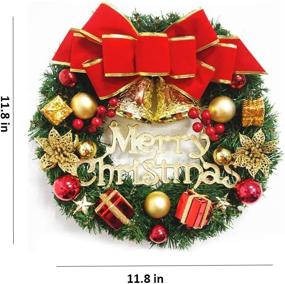 img 3 attached to 🎄 Christmas Wreath with Artificial Pine, Ornaments for Front Door Window, Holiday Decorations Garland with Spruce Bowknot Bells and Red Berries, for Indoor and Outdoor Use