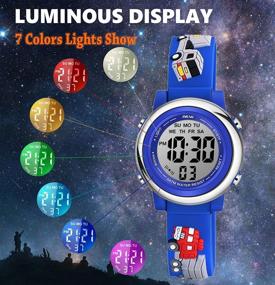 img 2 attached to Venhoo Waterproof Silicone Flashing Child Blue Boys' Watches: Durable and Stylish Timepieces for Active Kids