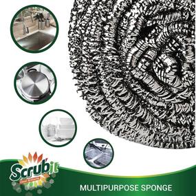 img 2 attached to 🧽 6-Pack Stainless Steel Scourers - Strong Steel Wool Scrubber Pads for Efficient Cleaning of Dishes, Pots, Pans, and Ovens. Easy Scurb Action for Tough Kitchen Stains.