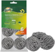 🧽 6-pack stainless steel scourers - strong steel wool scrubber pads for efficient cleaning of dishes, pots, pans, and ovens. easy scurb action for tough kitchen stains. logo