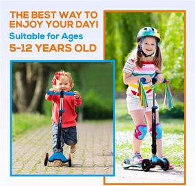 img 3 attached to 🛴 Hurtle 3 Wheeled Scooter for Kids - Stand & Cruise Child/Toddlers Toy Folding Kick Scooters w/ Adjustable Height, Anti-Slip Deck, Flashing Wheel Lights, Blue - Boys/Girls 2-12 Years: HUFS88B