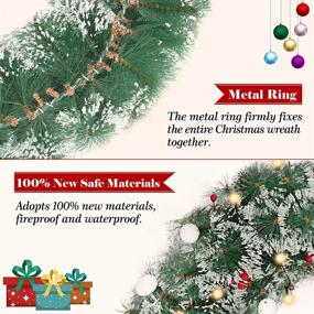 img 2 attached to 🎄 Enhance Your Holiday Decor with 24 Inch LED Christmas Wreaths for Front Door - Artificial Pine Needles, Hanger, and Mixed Decorations!