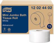 🚽 tork mini jumbo bath tissue roll, 2-ply, 7.36" diameter, 3.55" width x 751' length, white (case of 12 rolls, 9,012 feet total) logo