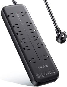 img 4 attached to 💡 YUNDOO Power Strip: 12 AC Outlets, 1 USB-C, 4 USB Ports, 6 Ft Extension Cord - Ideal for Home, Office, Dorm & More!