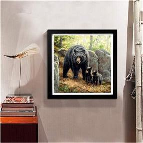 img 3 attached to 🖼️ Adult DIY 5D Diamond Painting Kit, Full Round Resin Beads Drill Diamond Embroidery Dotz Kit for Home Wall Decor, Forest Black Bear Mother Baby Design, 30x30cm