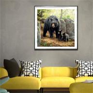 🖼️ adult diy 5d diamond painting kit, full round resin beads drill diamond embroidery dotz kit for home wall decor, forest black bear mother baby design, 30x30cm logo