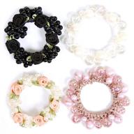 pearl hair ties elastic (4 pack), stylish and functional hair scrunchies, hairbands ponytail holder – cute fashion hair accessories, ideal for women, girls, and kids logo