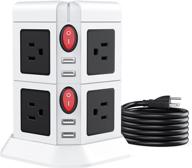 anntane surge protector power strip tower - 8 widely spaced outlets, 4 usb ports, 6.5ft extension cord - ideal desktop charging station for home, office, dorm room essentials logo