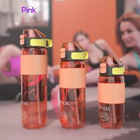 img 3 attached to Purple Leak Proof Sports Water Bottle with Straw - 27oz BPA Free Tritan | Ideal for Fitness, Gym, Yoga, Running, Cycling, Hiking, Camping, and School