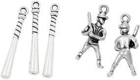 img 2 attached to ⚾️ 100 Pieces Baseball Charms - 50 Bat Charms and 50 Player Charms