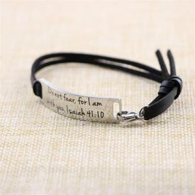 img 2 attached to Inspirational Christian Gifts for Women - Yiyang Religious Bracelets, Personalized Scripture Christmas/Birthday Leather Strap Bangle