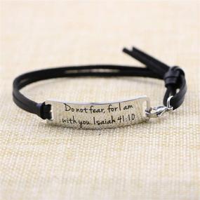 img 3 attached to Inspirational Christian Gifts for Women - Yiyang Religious Bracelets, Personalized Scripture Christmas/Birthday Leather Strap Bangle