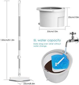 img 2 attached to 🧹 DINOKA Spin Mop and Bucket with Separate Clean/Dirty Double Water Storage, Hands-Free Microfiber Self-Wringing, Adjustable Stainless Steel Handle, 4 Microfiber Pads - Dry/Wet Cleaning