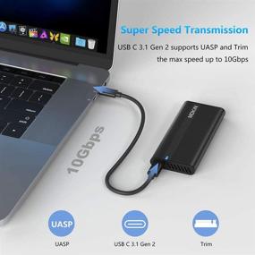 img 3 attached to 💾 M.2 NVME SSD Enclosure: Tool-Free, USB C 3.1 Gen 2 10Gbps, UASP Trim, Support SSD Size 2242/2260/2280