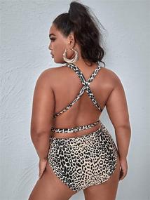 img 3 attached to MakeMeChic Womens Contrast Leopard Swimsuit Women's Clothing