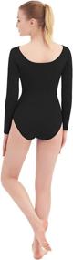 img 3 attached to SUPRNOWA Ladies' Long 👚 Sleeve Spandex Leotard with Scoop Neck