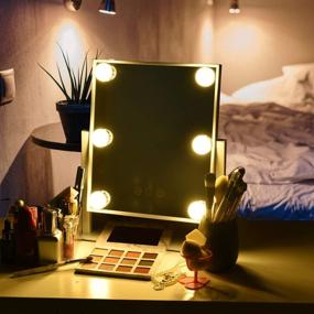 img 3 attached to 🪞 DASLAVA Hollywood LED Vanity Mirror with 3 Color Lights and Touch Sensors - 10X Magnification, Dimmable Bulbs, 360 Degree Rotating - 15.5x14Inch Square Desk Mirror