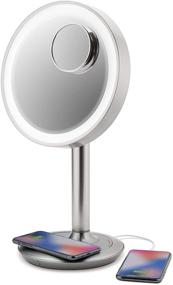 img 1 attached to 💄 iHome 9" LUX Power Bluetooth Makeup Vanity Mirror: Wireless Charging, USB Charging, Bluetooth Audio, 10X Magnification, Tilting Any Angle, Full Spectrum Lighting