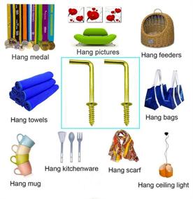 img 2 attached to IDEALSV 1-1/4 Inch 1 Shape Screw Hooks L Shape Hooks 7 Shape Right Angle Medal Hooks Gold (50 Pack)