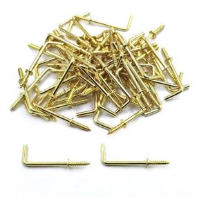 img 4 attached to IDEALSV 1-1/4 Inch 1 Shape Screw Hooks L Shape Hooks 7 Shape Right Angle Medal Hooks Gold (50 Pack)