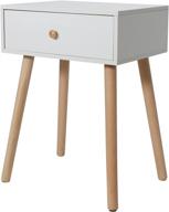 🛏️ tiita small fashion modern nightstand with storage drawer - solid wood legs, assemble bedside cabinet end side table for bedroom, living room, office - 15.7”x11.8”x21.5” logo