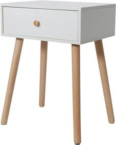 img 4 attached to 🛏️ Tiita Small Fashion Modern Nightstand with Storage Drawer - Solid Wood Legs, Assemble Bedside Cabinet End Side Table for Bedroom, Living Room, Office - 15.7”x11.8”x21.5”