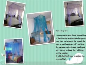 img 4 attached to 🛏️ OctoRose Teal Blue 4 Poster Bed Canopy Netting | Functional Mosquito Net for Full Queen King Beds