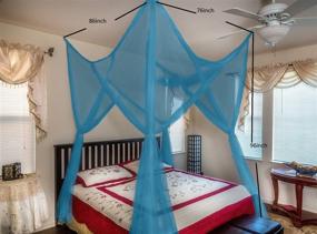 img 3 attached to 🛏️ OctoRose Teal Blue 4 Poster Bed Canopy Netting | Functional Mosquito Net for Full Queen King Beds