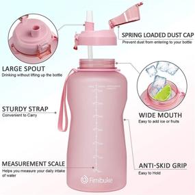 img 3 attached to 💧 128 oz BPA Free Water Bottle with Time Marker & Straw - Large Motivational Sports Water Jug to Help Women and Men Stay Hydrated Daily - Leakproof Tritan Frosted Big Plastic Office Water Container