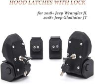🔒 anti-theft jeep hood latch kit with 4 keys for 2018-2021 jeep wrangler jl & gladiator jt (1 pair) - kmfcdae jl oem original hood locking catch latches logo