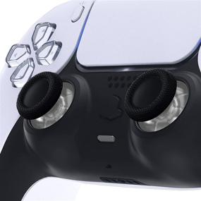 img 2 attached to 🎮 Custom Dual-Color Replacement Thumbsticks for PS5 Controller - eXtremeRate Black Clear Analog Stick, Designed for PS5 & PS4 All Model Controllers