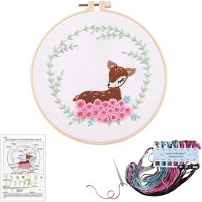 img 4 attached to 🧵 Beginner's DIY Embroidery Starter Kit with Pattern, Handcrafted Cross Stitch Kit for Adults – Cotton Pattern Cloth, Embroidery Hoop, Color Threads, and Needles Included