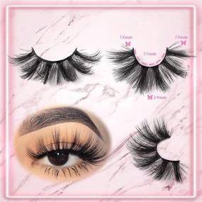 img 3 attached to 👁️ Zenotti 6D Faux Mink Lashes - Long, Fluffy Voluminous Look, Strip False Lashes - Wispy & Dramatic - 10 Pairs Set - Bulk Pack of Fake Lashes