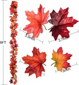 img 2 attached to 🍁 Artiflr 2 Pack Fall Garland Maple Leaf - Artificial Autumn Foliage Thanksgiving Decor for Home Wedding Fireplace Party - 5.5Ft/Piece Hanging Vine Garland, Red