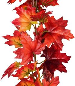 img 1 attached to 🍁 Artiflr 2 Pack Fall Garland Maple Leaf - Artificial Autumn Foliage Thanksgiving Decor for Home Wedding Fireplace Party - 5.5Ft/Piece Hanging Vine Garland, Red