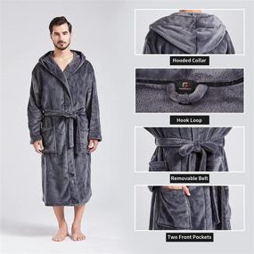 img 2 attached to FashGudim Flannel Bathrobe with Pockets - Men's Clothing