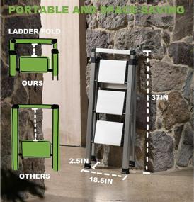 img 1 attached to 🪜 Xinsunho Retractable Handgrip 3 Step Ladder: Safety Wide Pedal Stool, 300 lbs Capacity, Slim Design - Aluminum