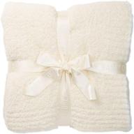 🔥 barefoot dreams contrast trim throw blanket 45 x 60 cream & white: luxurious coziness logo