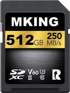 💾 512gb v60 sd uhs-ii memory card by mking digital - up to 250 mb/s read speed and 130mb/s write speed, perfect for professional vloggers, filmmakers, photographers & content curators logo