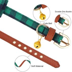 img 1 attached to Classic Plaid Adjustable Bow Tie Dog Collar and Leash Set with Bell, including Bandana and Collars, ideal for Puppy Cats – 3 PCS